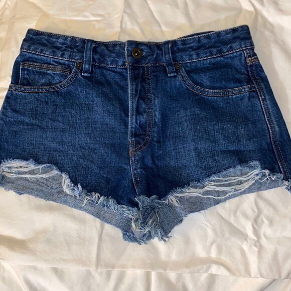 Free People Button Fly Cut-Off Denim Shorts - Picture 1 of 8